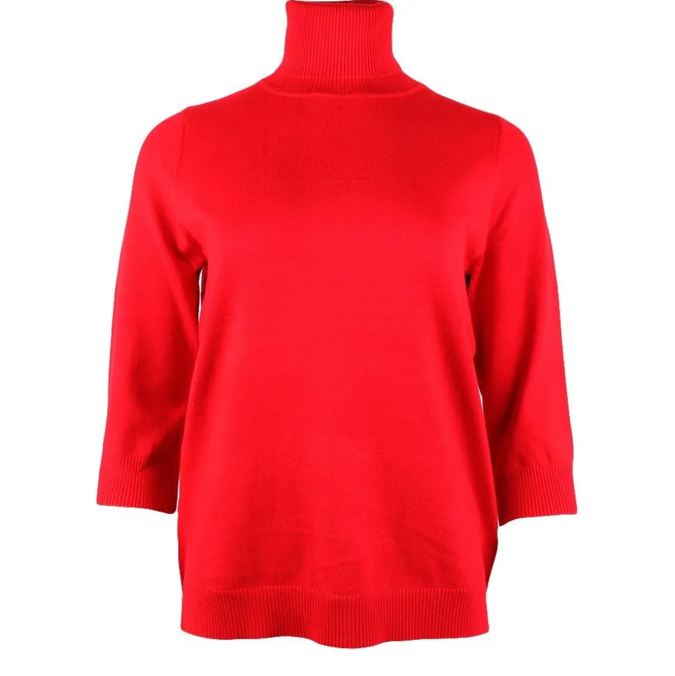 Women's Knitted Polo Sweater Red