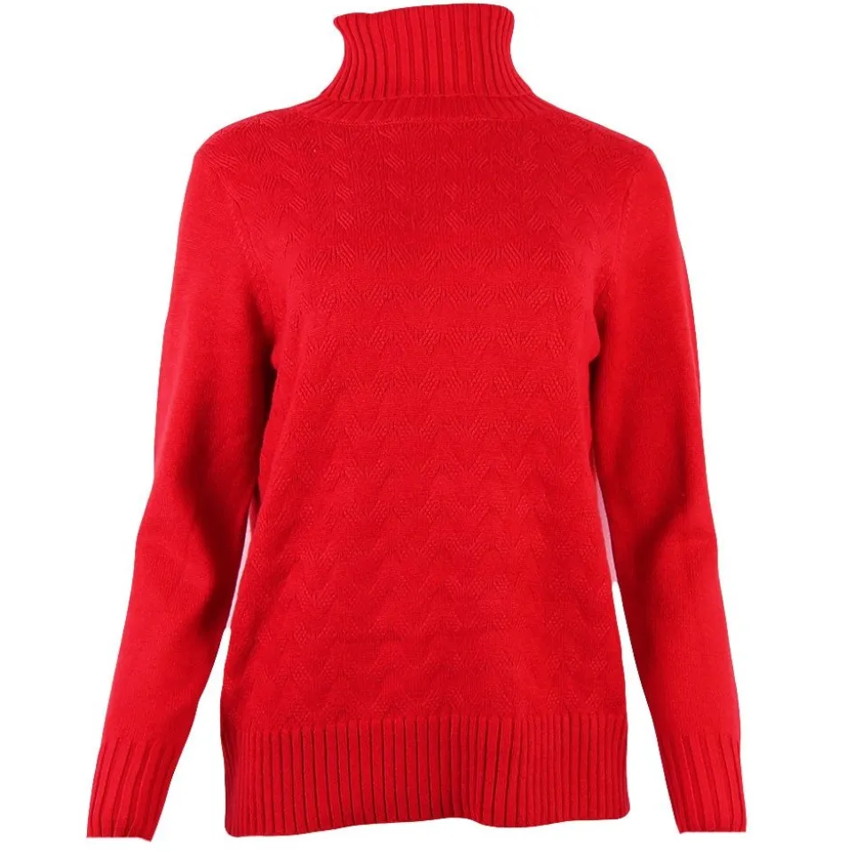 Women's Knitted Polo Sweater Red