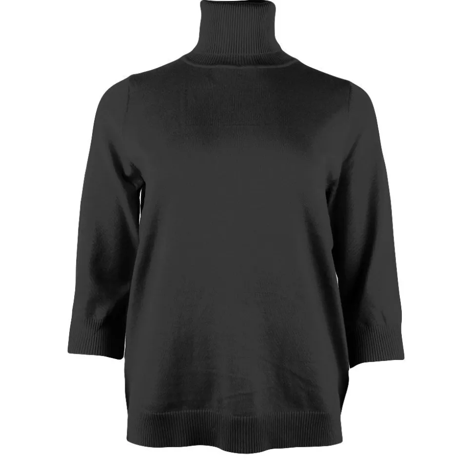 Women's Knitted Polo Sweater Black