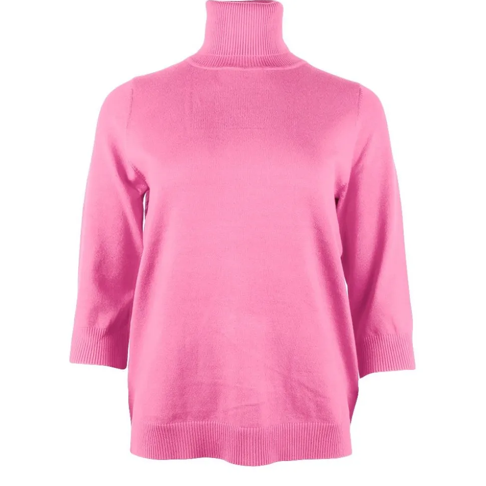 Women's Knitted Polo Sweater Pink