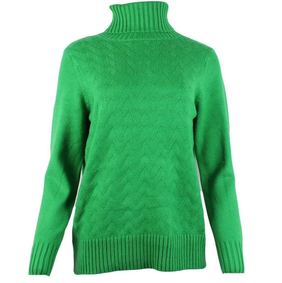 Women's Knitted Polo Sweater Green