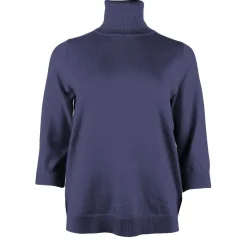 Women's Knitted Polo Sweater Navy