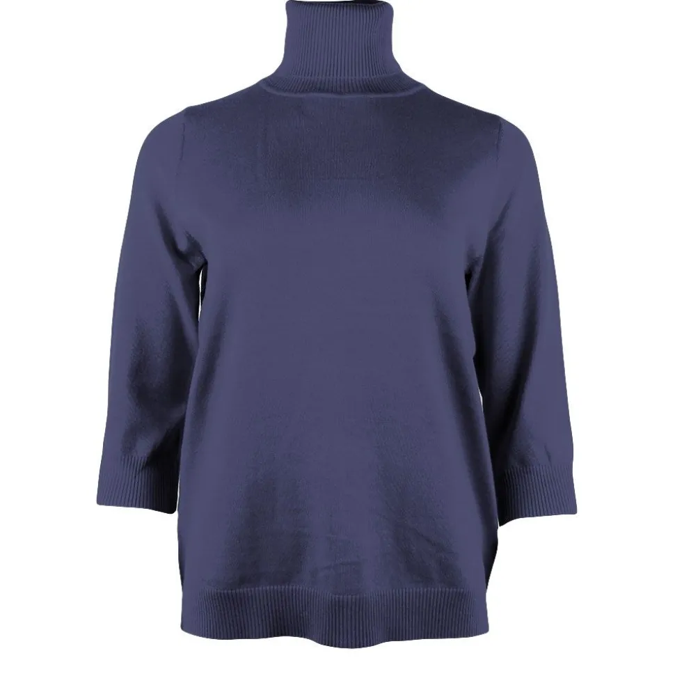 Women's Knitted Polo Sweater Navy