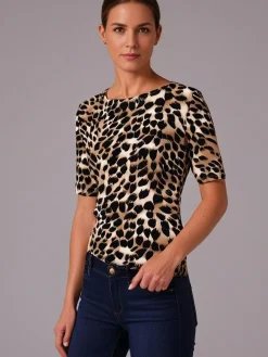 Women's Leopard Print Blouse Beige