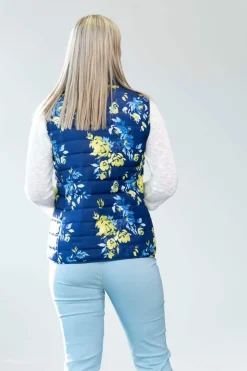 Women's Navy Floral Gilet by Jessica Graaf