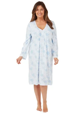 Women's Pintuck Nightdress Blue White