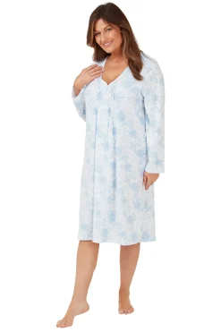 Women's Pintuck Nightdress Blue White