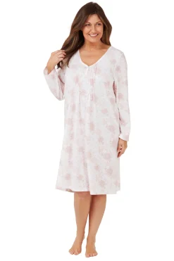 Women's Pintuck Nightdress Pink White