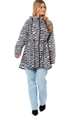 Women's Printed Parka Showerproof Jacket Zebra