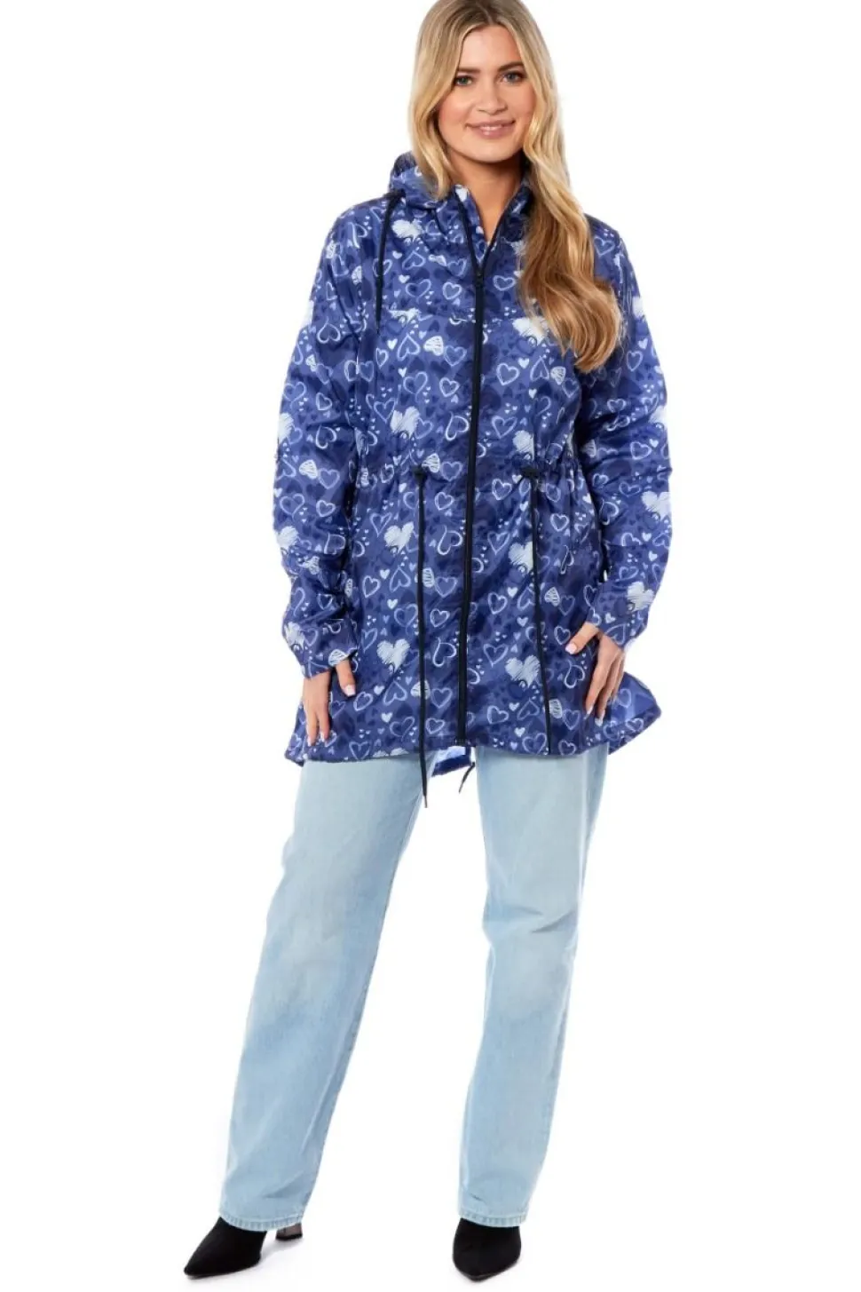 Women's Printed Parka Showerproof Jacket Scribble Hearts