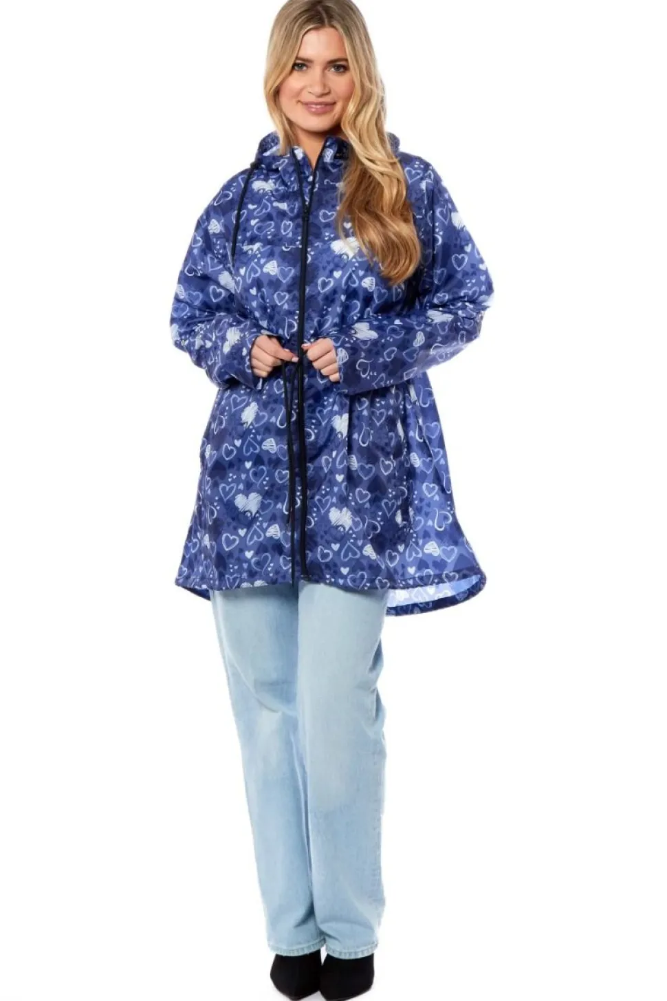 Women's Printed Parka Showerproof Jacket Scribble Hearts
