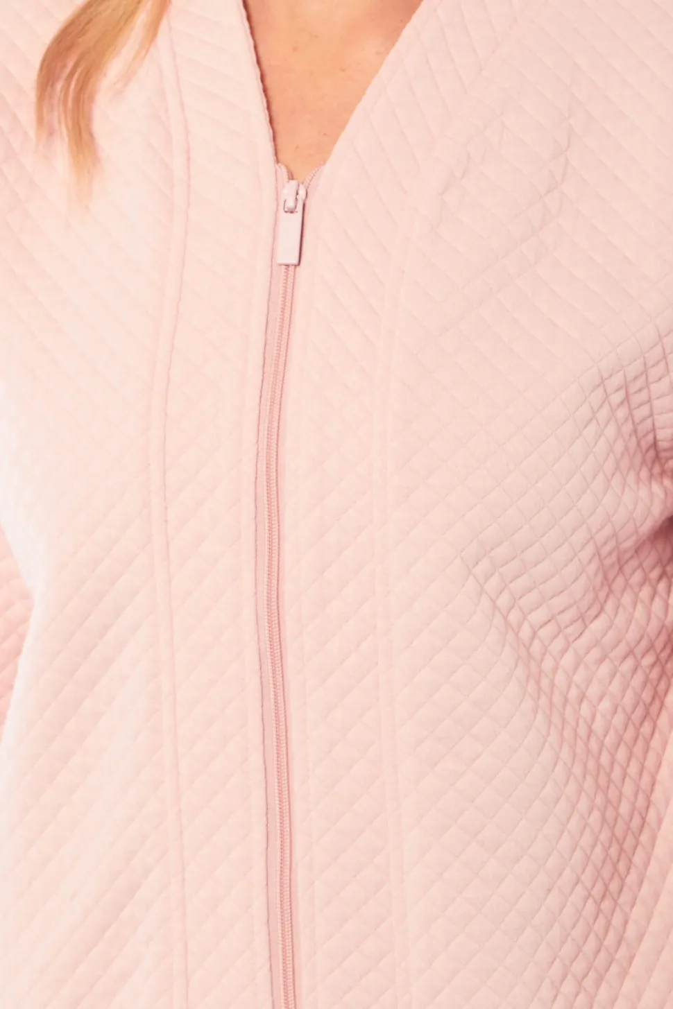 Women's Quilted Zip-Up Jacket - Soft Pink
