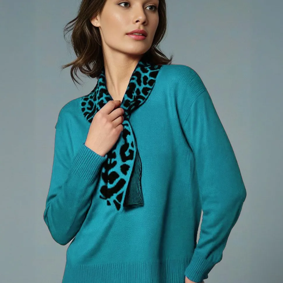 Women's Scarf Jumper Teal