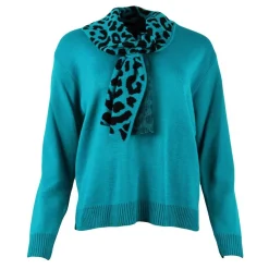 Women's Scarf Jumper Teal