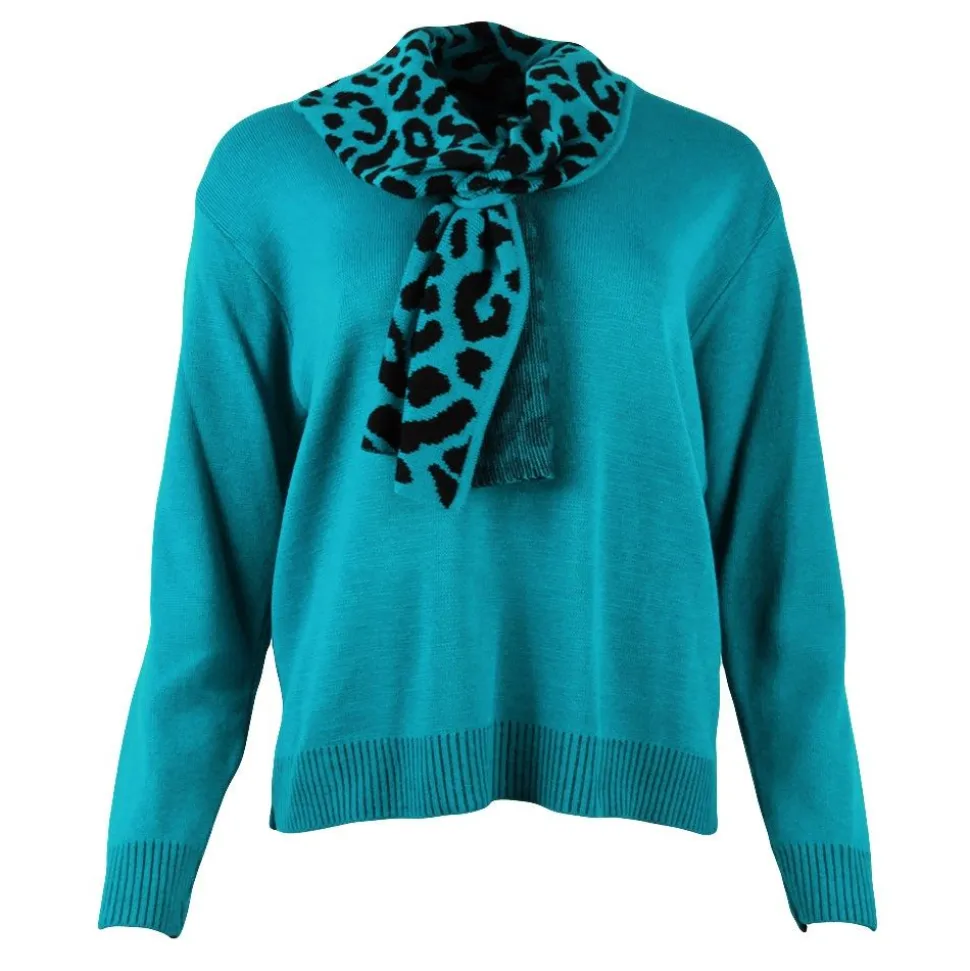 Women's Scarf Jumper Teal