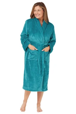Women's Soft Touch Plush Dressing Gown Teal