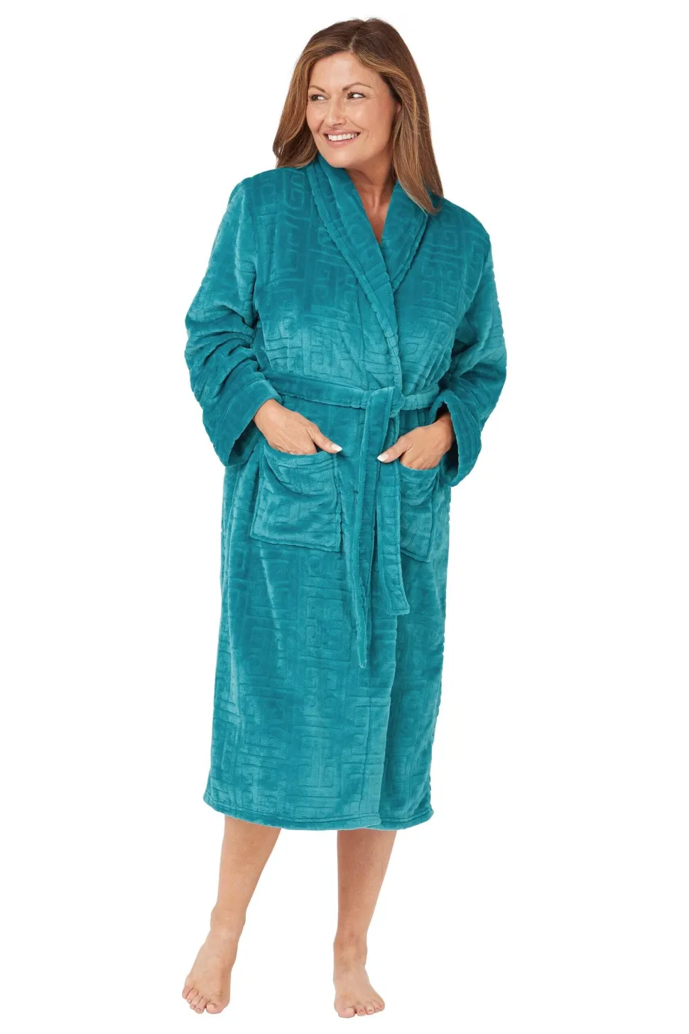 Women's Soft Touch Plush Dressing Gown Teal