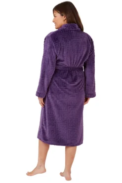 Women's Soft Touch Plush Dressing Gown Purple