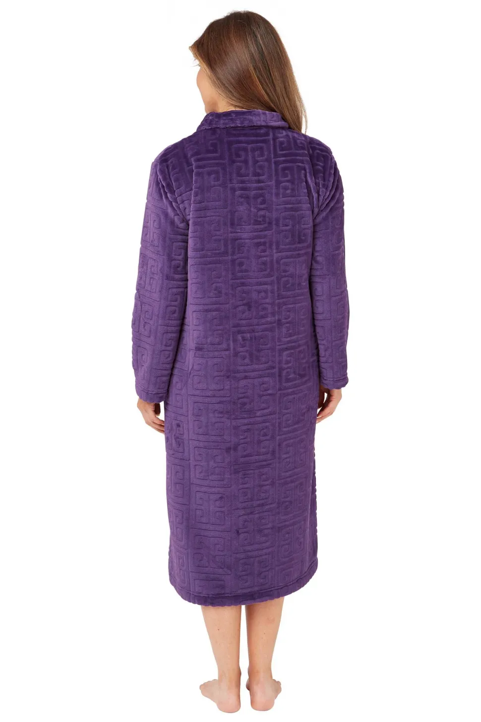 Women's Soft Touch Plush House Coats Dressing Gown Purple