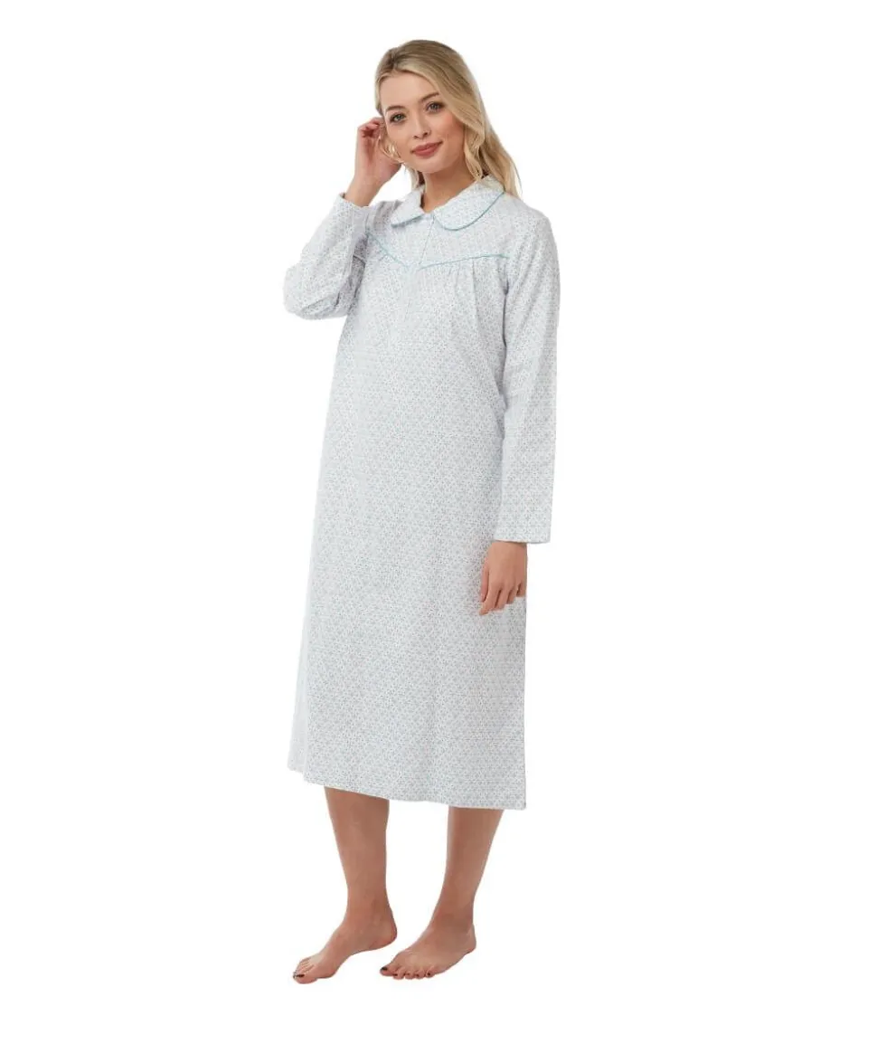 Women's Wincey 100% Cotton Nightdress Duck Egg Blue