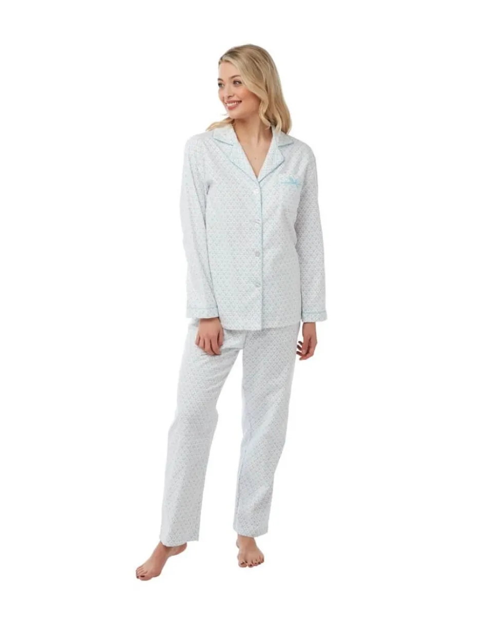 Women's Wincey 100% Cotton Pyjama's Duck Egg Blue