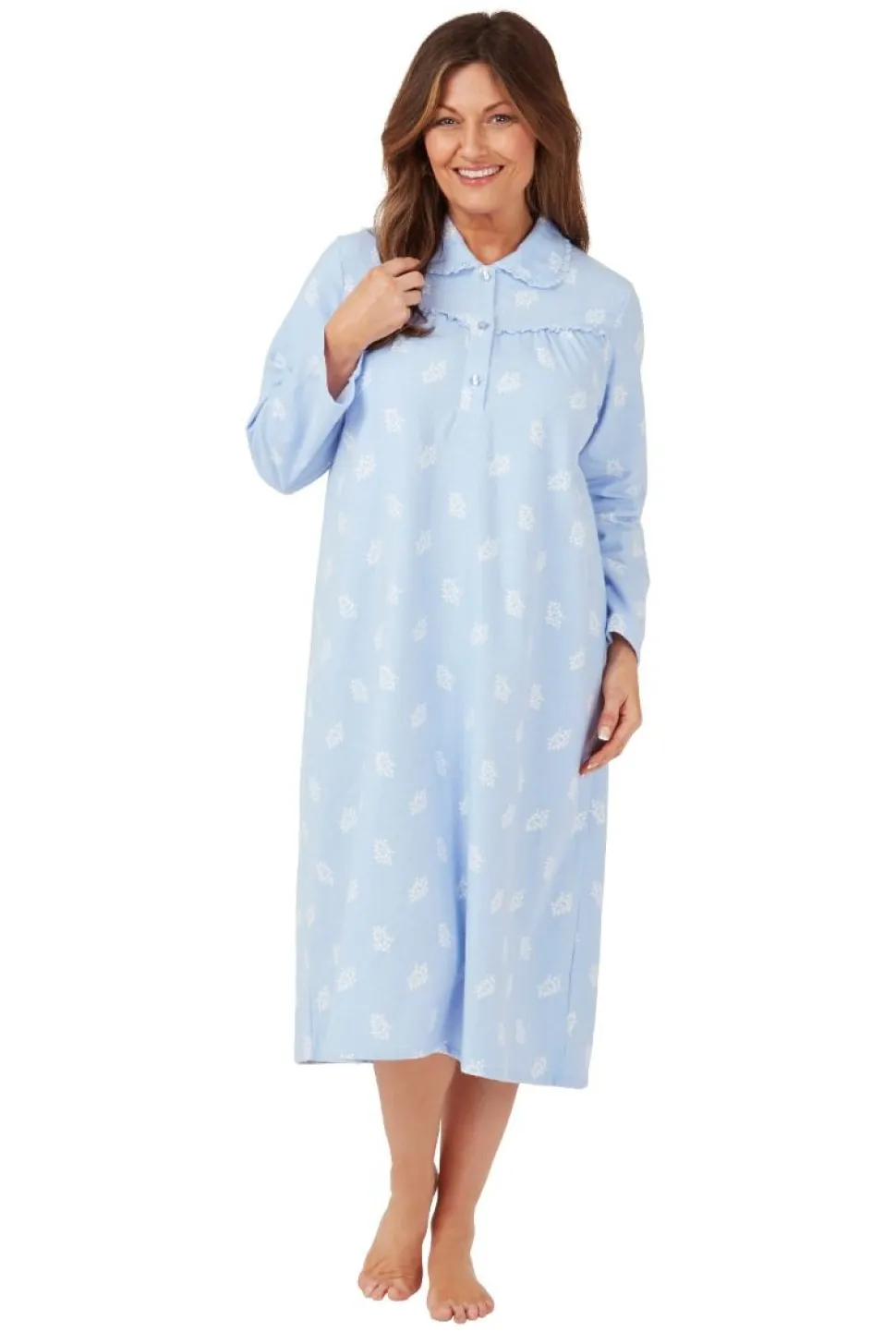 Women's Wincy Blue Nightdress 100% Cotton
