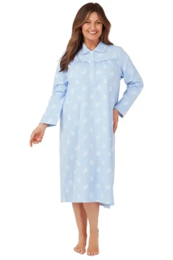 Women's Wincy Blue Nightdress 100% Cotton