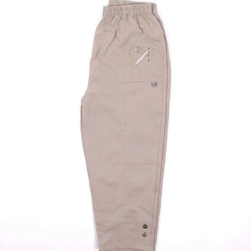 Womens Zip Crop Trousers Stone