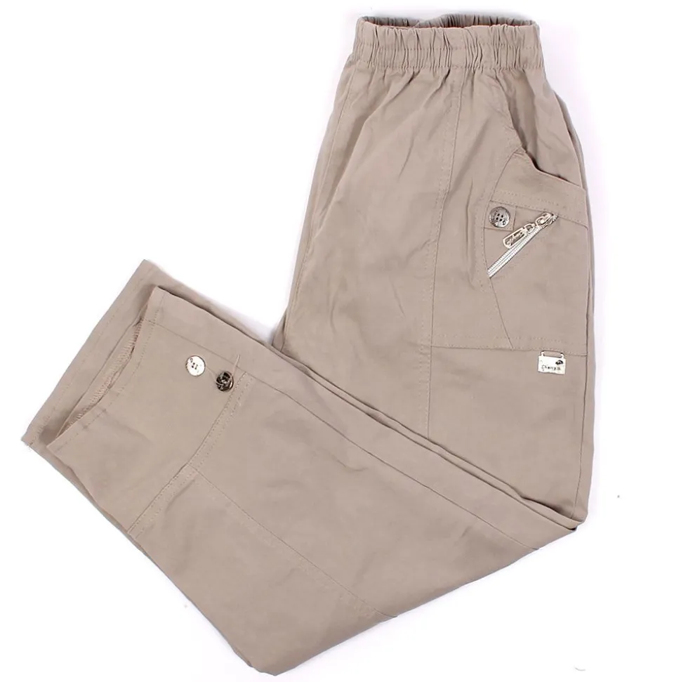 Womens Zip Crop Trousers Stone