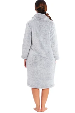 Women's Zip Dressing Gown Grey