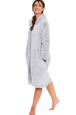 Women's Zip Dressing Gown Grey