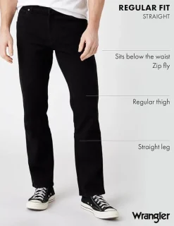 Wrangler Men's Stretch Regular Fit Black Jeans