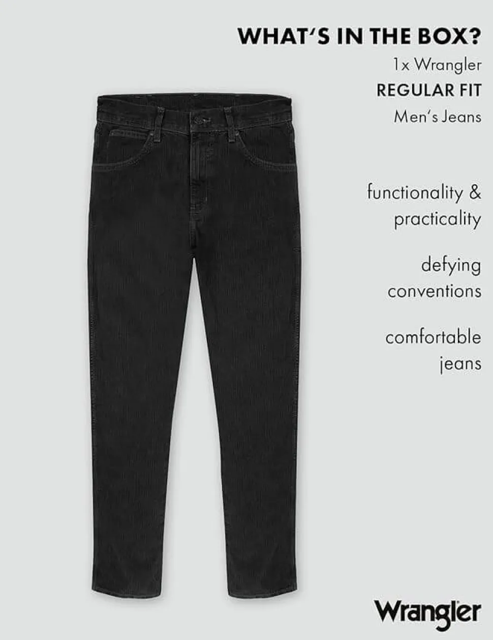 Wrangler Men's Stretch Regular Fit Black Jeans