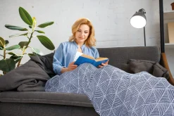 Zahra Recycled Cotton Throw Navy
