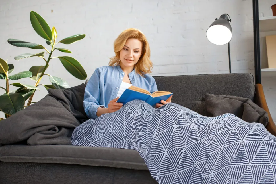 Zahra Recycled Cotton Throw Navy