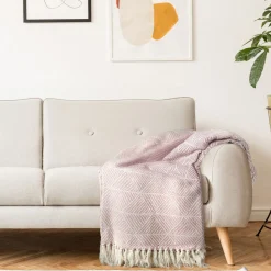Zahra Recycled Cotton Throw Pink