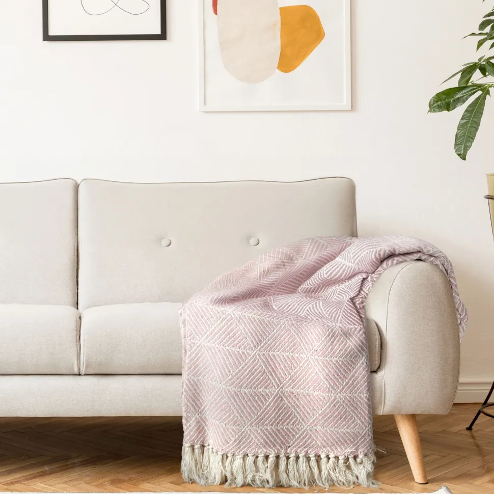 Zahra Recycled Cotton Throw Pink